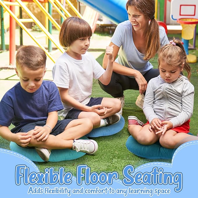 Fumete 12 Pcs Floor Pillows Cushions Seating 16 x 16 Inches Color Round Seat Reading Floor Chair Cushions for Kids Adults Classroom Home School Playing Supplies(Multicolor) - Bloomnest