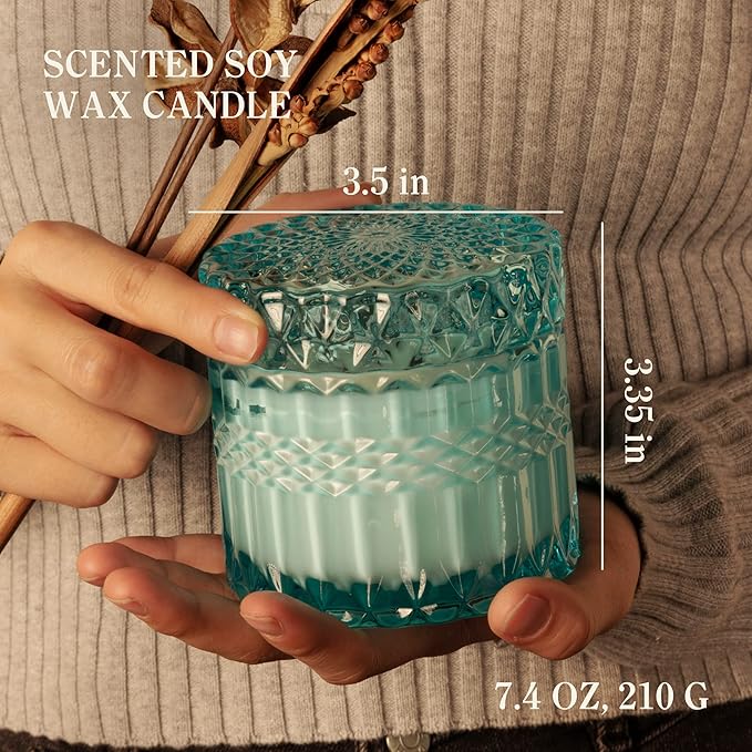 Hidden Label Coconut Lime Verbena Scented Soy Candles, Crackling Wood Wick, Muse Collection 7.4oz Glass Jar Decorative Candles, Gifts for Women - Bloomnest