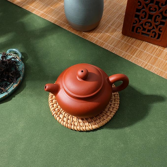 TEHAUX Small Purple Clay Teapot Traditional Handmade Pottery Teapot Ergonomic Handle Chinese Style Tea Kettle for Loose Tea Brewing - Bloomnest