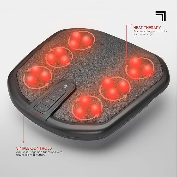 Sharper Image® Shiatsu Foot + Back Massager with Heat & Washable Cover| Portable Kneading Deep Tissue Massage Tool| Heating Pad Massage Pillow - Bloomnest