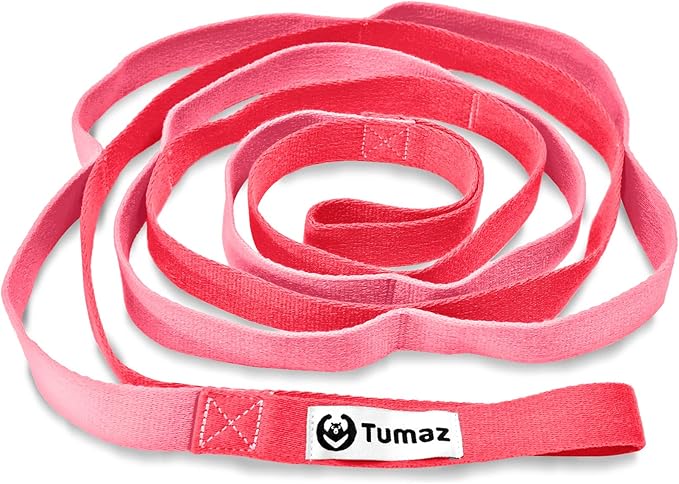 Tumaz Stretching Strap - 10 Loops & Non-Elastic Yoga Strap - The Perfect Home Workout Stretch Strap for Physical Therapy, Yoga, Pilates, Flexibility - [Extra Thick, Durable, Soft] - Bloomnest