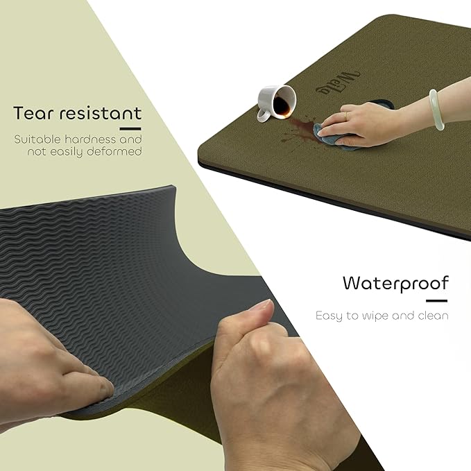 Non-slip TPE Yoga Mat for Women & Men,72"x24" Double-Sided Workout Mat for Home Gym Pilates Fitness,1/4 Inch Packable Lightweight Exercise Mat with Strap for Travel,Non Toxic Exercise Floor Mat - Bloomnest