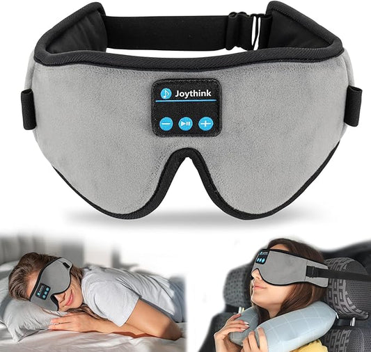 Joythink Sleep Headphones Headband Sleep Mask Eye Mask 3D Deep Bluetooth for Sleeping Blackout Washable Music Eye Cover with Speaker Microphones Gray - Bloomnest