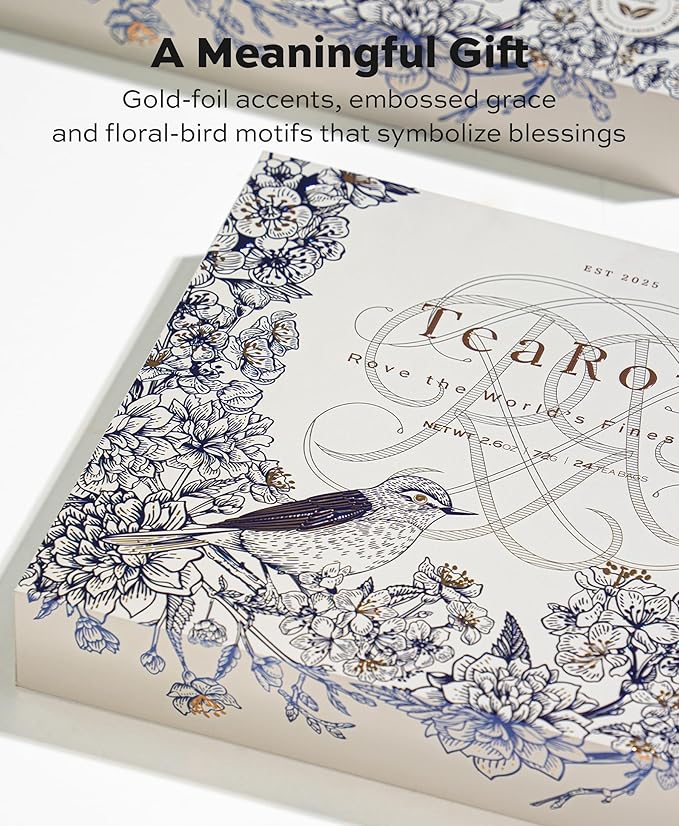 TeaRove Premium Tea Sampler Gift Set with Gold-Foil Presentation Box, 24 Assorted Variety Pyramid Infuser Bags, 6 Flavors Handcrafted Black, Oolong, Jasmine Green, Herbal Tea Sampler Gift for Tea Lover - Bloomnest