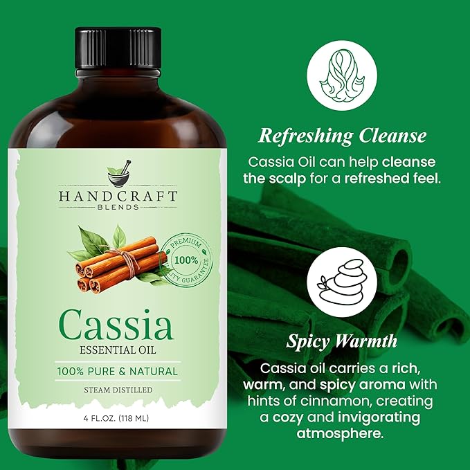 Handcraft Blends Cassia Essential Oil – Huge 4 Fl Oz – 100% Pure and Natural – Premium Grade Essential Oil for Diffuser and Aromatherapy, Skin, Massage, Candle and Soap Making Fragrance - Bloomnest