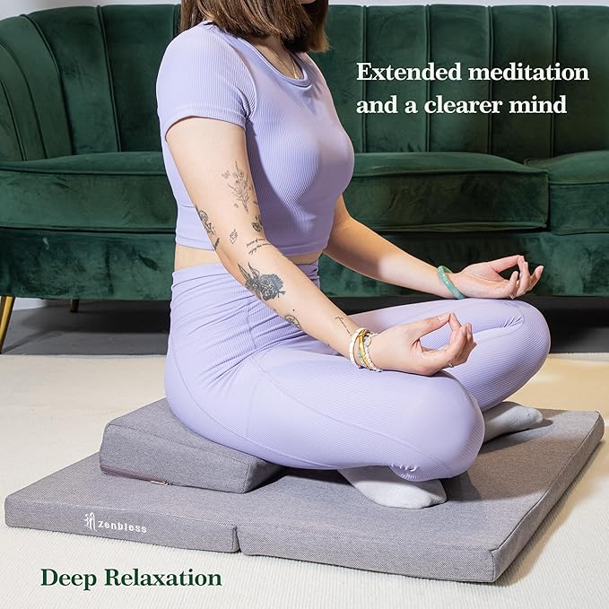 ZenBless Zafu Meditation Cushion Set,Yoga Meditation Pillow for Sitting on Floor,Large Square Meditation Mat and Pillow Set, Floor Pillow, Washable Cover(27.6") - Bloomnest