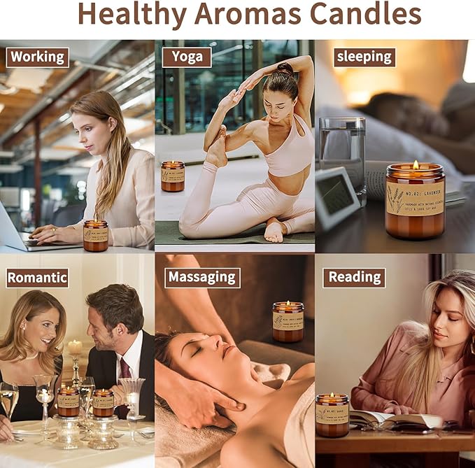 Aromatherapy Candles for Home Scented, Candle Gift Set for Stress Relief | Meditation | Yoga | SPA | Relaxing, Amber Jar Candles for Women, Birthday, Valentine, Mother's Day, 7.1 oz - Pack of 4 - Bloomnest