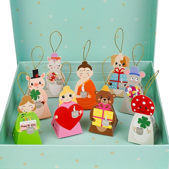 Creano Organic Herbal Tea Gift Set ‘Tea Lovers’ – 9 pyramid tea bags in 9 cute shapes to give as gifts – 22.5g* - Bloomnest