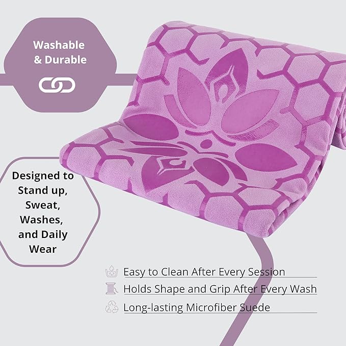 Clever Yoga Hot Yoga Mat Towel – Non-Slip Grip for Hot Yoga, Sweat Absorbent, Honeycomb Silicone Grip, Stays Flat – Ideal for Pilates, Travel, Washable & Lightweight - Lilac