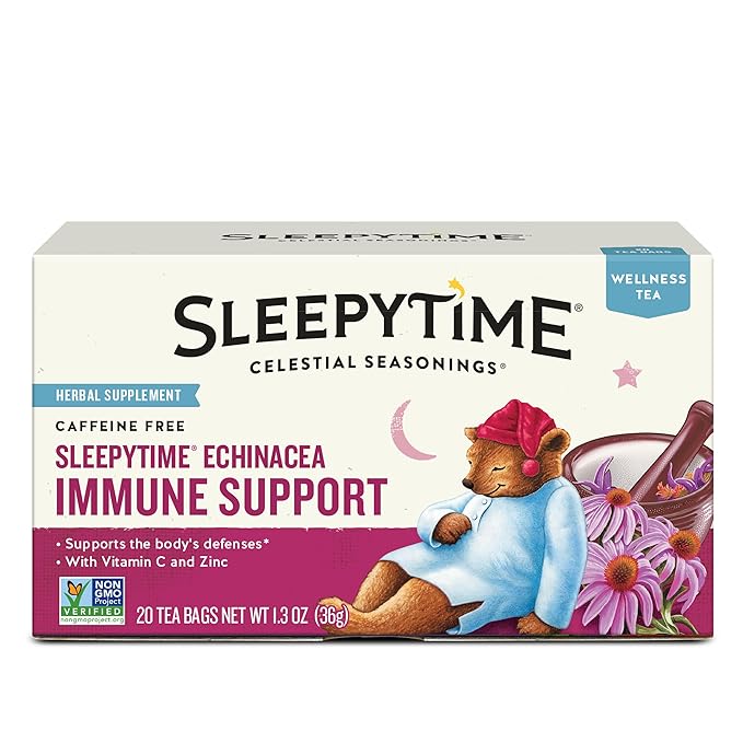 Celestial Seasonings Sleepytime Wellness Echinacea Immune Boost, Caffeine Free, 20 Tea Bags Box - Bloomnest