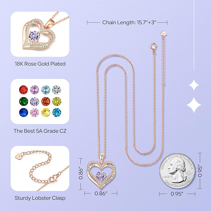 18K Rose Gold Necklaces for Women Birthday Gifts for Women Jewelry for Women Birthday Gifts for Wife Girlfriend Daughter Wife Birthday Gifts for Anniversary Mothers Day Christmas Valentines Gifts - Bloomnest