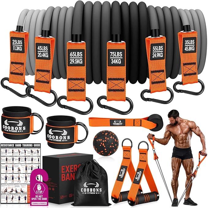 Heavy Resistance Bands for Working Out, 300LBS Exercise Bands with Handles, Workout Bands for Men, Weight Fitness Bands Set for Muscle Training, Strength, Slim, Yoga, Home Gym Equipment - Bloomnest