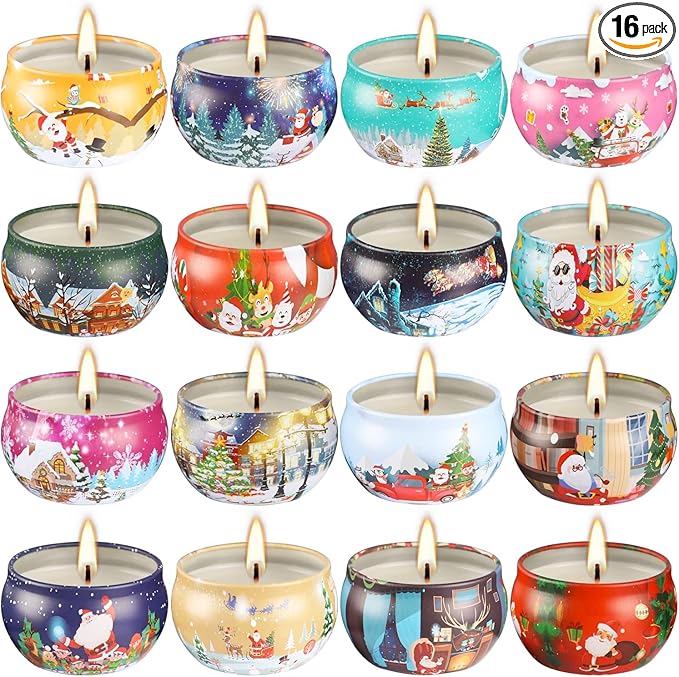16pcs Christmas Scented Candles Set, 2.5oz Aromatherapy Candles Gift for Women, 16 Fragrances Soy Wax Candle for Christmas Holiday Thanksgiving Mother's Day - Bloomnest