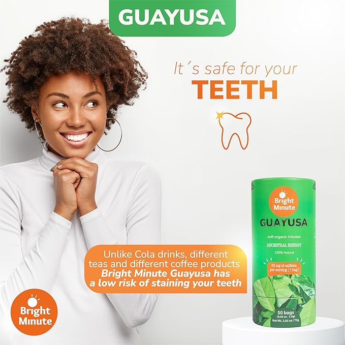 Bright Minute Guayusa infusion 50 teabags | Coffee Alternative & Addition | 55mg of natural caffeine per small 1.5G (0.05OZ) bag, Calm and Wakeful Energy Boost! - Bloomnest