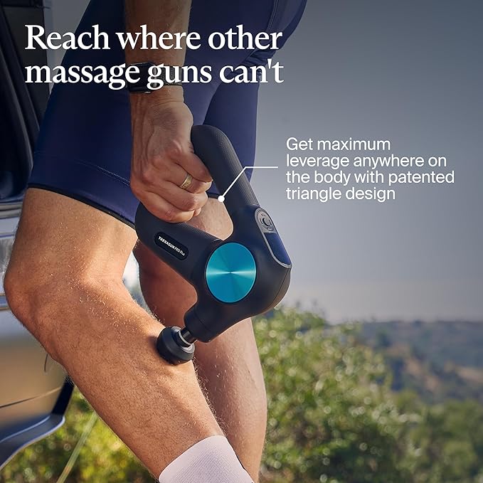Therabody Theragun PRO Plus - 6-in-1 Deep Tissue Percussion Massage Gun, Handheld Personal Massager for Full Body Pain Relief & Muscle Tension with Biometric Breathwork, Vibration & Heated Attachments - Bloomnest