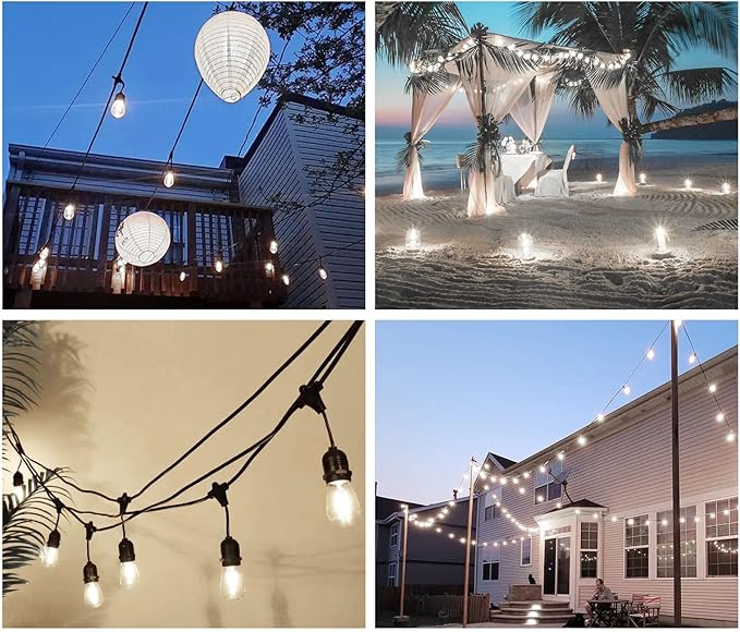 Jslinter S14 5000K Daylight Outdoor String Lights Bulbs Replacement, Shatterproof & Waterproof, 1 Watt LED 11W Equivalent, E26 Base Non-dimmable, Edison Vintage Style for Patio Garden, 24-Pack - Bloomnest