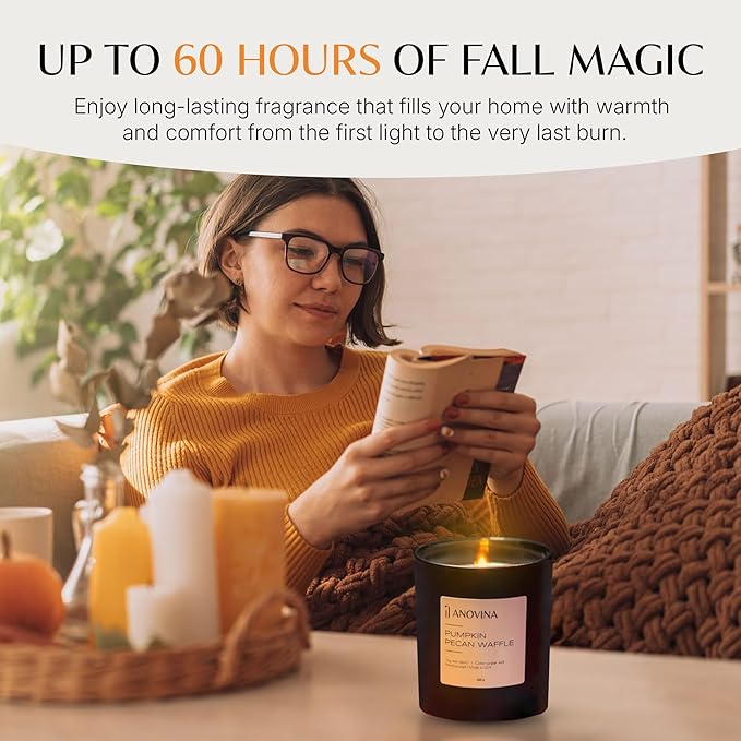 Anovina Pumpkin Candle – Fall Scented Candle with Premium Soy Wax Blend – Cozy Autumn & Holiday Gift Candle for Women and Men - Bloomnest