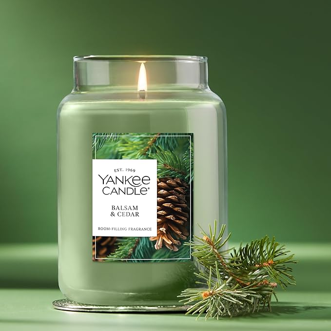 Yankee Candle, Balsam & Cedar Fall Scented Candle, 22oz Large Jar with up to 150 Hour Burn Time - Bloomnest