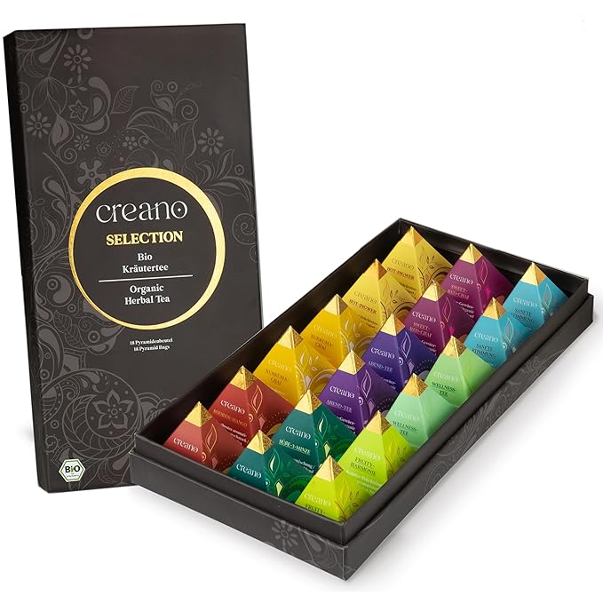 Creano Organic Herbal Tea Gift Set "Organic Herbal Tea" – 18 Pyramid Tea Bags in 9 Different Varieties – 45g* - Bloomnest