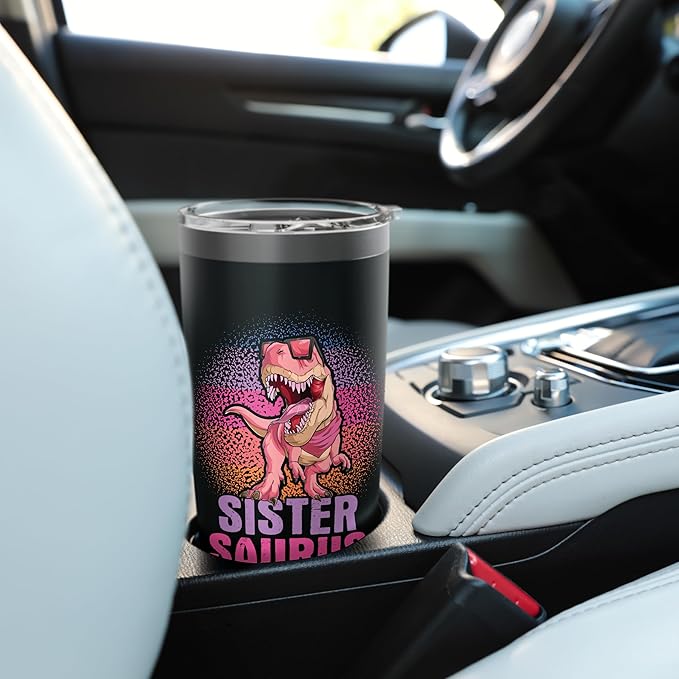 Sistersaurus - Dinosaur Family Kids Sisters Sibling Reveal Stainless Steel Insulated Tumbler - Bloomnest