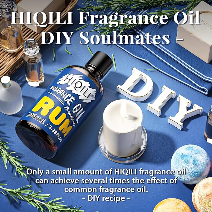 HIQILI Rum Essential Oil - Sweet Mellow Fragrance Oil for Diffuser, Candle Soap Perfume Lotion Making, 3.38 Fl Oz HIQILI