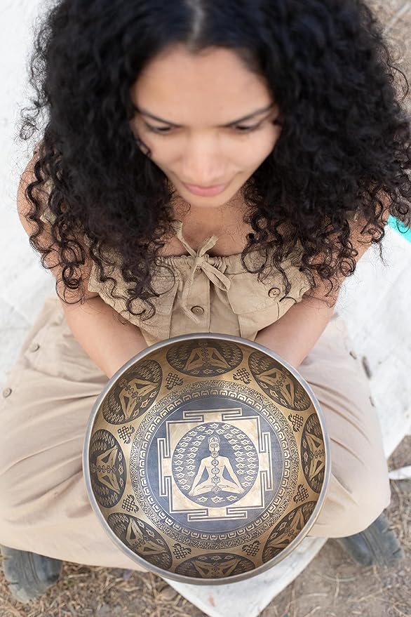 Large Tibetan Singing Bowl Set - 9" Master Healing Grade For Sound Bath Chakra 7 Metal Meditation Yoga By Himalayan Bazaar - Bloomnest