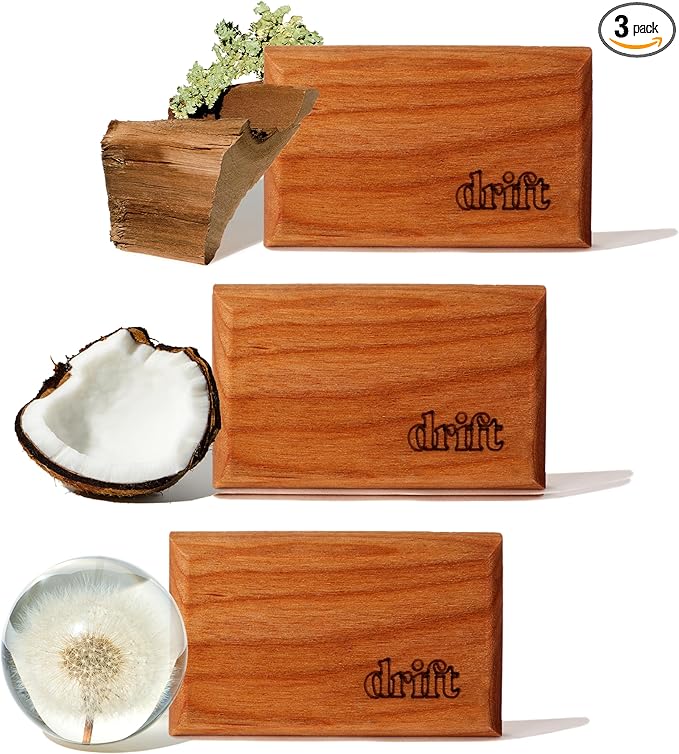 Drift Car Air Freshener - The Original Wood Air Freshener - Car Odor Eliminator - Metal Clip - Essential Oils - 3-Piece Variety Pack Refills - Teak, Open Air, Cabana - NO CLIP INCLUDED - Bloomnest