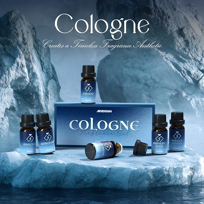ARVIDSSON Cologne Fragrance Oils Set, Essential Oils for Diffuser | Deep Ocean, Cologne, Amber Oud, Tobacco Vanilla, Man Cave, Midnight Musk, Diffuser Oil Scents for Candle Making, Soap Making - Bloomnest