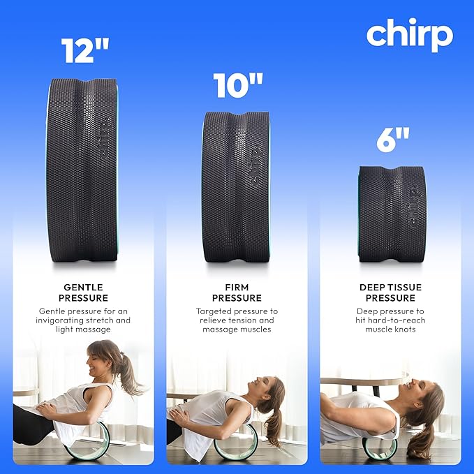 Chirp Wheel Foam Roller – Targeted Back & Neck Relief, Lumbar Spine Stretcher, Spinal Decompression Back Stretcher, Massage Roller with Density Foam for Physical Therapy, Supports 500lbs, 12-Inch Mint - Bloomnest