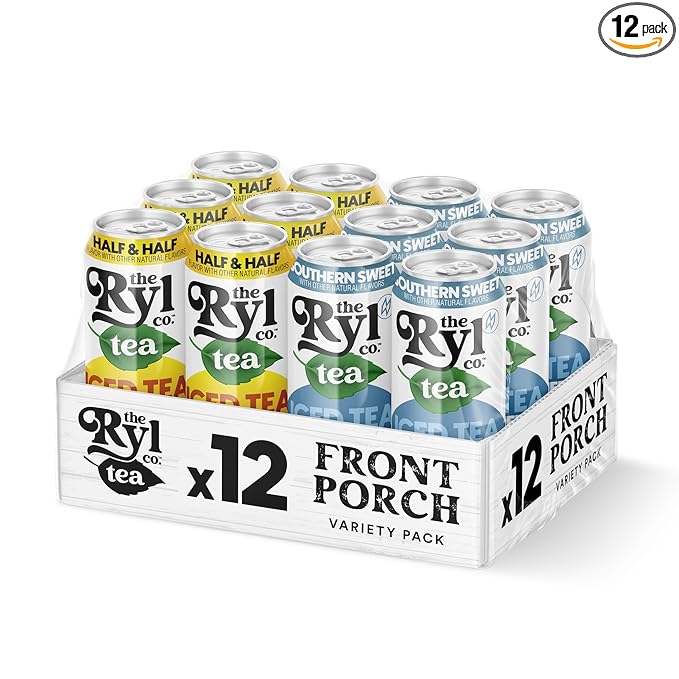 Ryl Iced Tea Front Porch Pack, Sweet Tea and Half N' Half – Antioxidant Superblend, No Artificial Ingredients, Zero Sugar, Five Calories, Low Carb, Non-GMO, Made in the USA, 12-Pack, 16 Fl Oz - Bloomnest