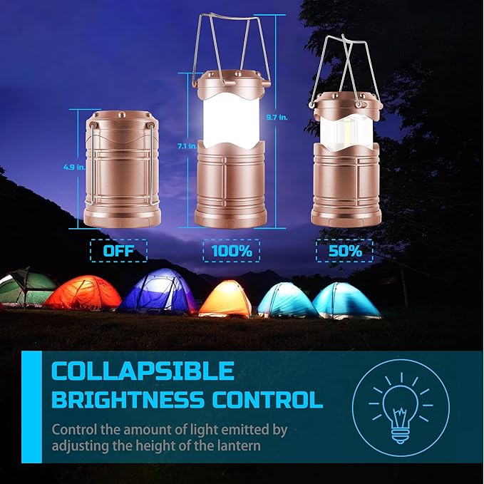 Lichamp LED Camping Lantern, 4 Pack Battery Powered Flashlight for Power Outages, Portable Collapsible Hanging Light Essential for Home, Outdoor, Emergency Lamp Survival Kit Gear for Hurricane, C3 - Bloomnest