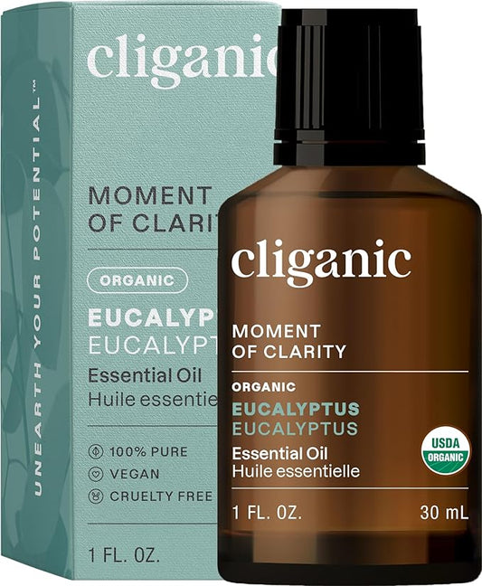 Cliganic Organic Eucalyptus Essential Oil, 100% Pure | Natural Aromatherapy Oil for Diffuser Steam Distilled | Non-GMO Verified (Packaging May Vary) Cliganic