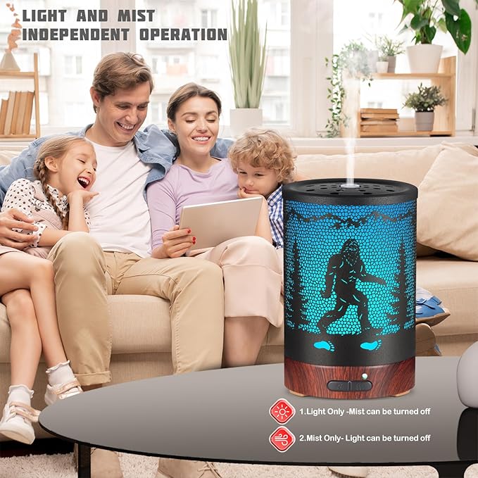 Essential Oils Diffuser,Christmas Aromatherapy Diffuser,Birthday Gifts for Women Mom Grandma,Metal Cool Mist Humidifier with 7 Colors Lights Waterless Auto Off Air Diffusers (Bigfoot) - Bloomnest