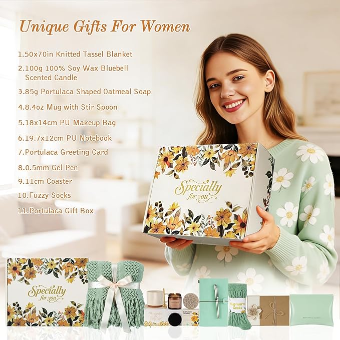 Self Care Gifts for Womens Birthday Gift Get Well Soon Gift - Valentines Day Gifts for Her Mom Wife Daughter Sister Girlfriend Best Friend, Sympathy Gift Baskets for Women Care Package - Bloomnest