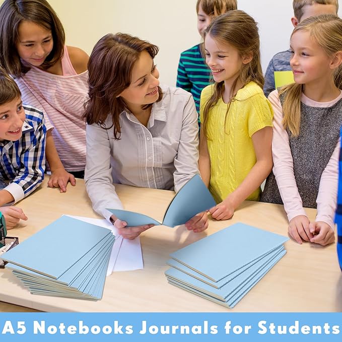 Mimorou 100 Pcs Journals Notebooks Bulk - Kraft Softcover A5 Small Notebooks 5.5 Inch x 8.3 Inch Notepads with 60 Page 30 Sheet for Writing Sketch Travel Office Supplies(Light Blue,Lined) - Bloomnest