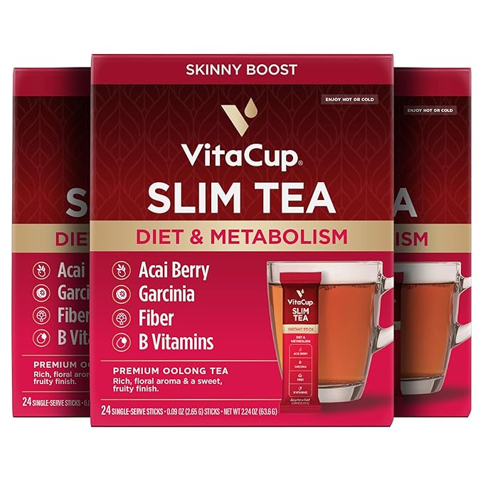 VitaCup Slim Instant Tea Packets For Diet Support, Oolong tea w/B Vitamins, Garcinia, Inulin & Acai, On-the-go Instant Sticks, 72 Ct - Bloomnest
