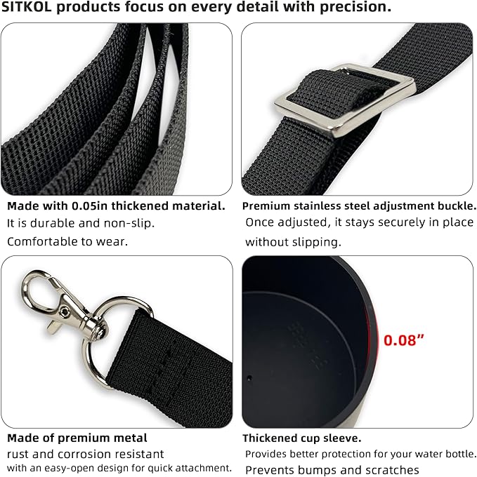 Silicone Boot Set for Owala Water Bottle 24 oz, 32 oz, 40 oz - Includes Non-Slip Sleeve, Shoulder Strap & Handle Strap, Perfect Owala Accessories, Fits Owala Tumbler, Owala FreeSip, Candy Coated SITKOL