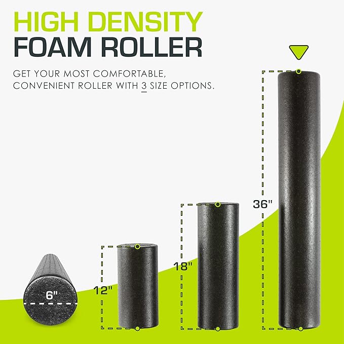 ProsourceFit High Density Foam Rollers 12 - inches Long, Firm Full Body Athletic Massage Tool for Back Stretching, Yoga, Pilates, Post Workout Muscle Recuperation, Black/Blue - Bloomnest