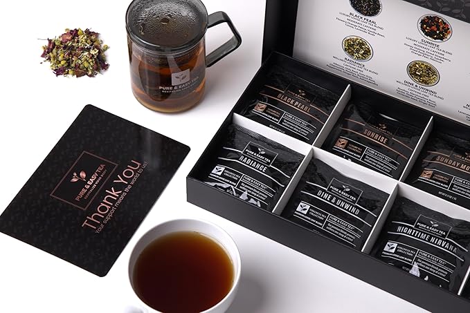 Pure And Easy Tea, Premium Loose Leaf Tea Sampler Set, 30-Count Variety Pack with 10 Herbal & Caffeinated Flavors, Natural Wellness & Luxury Tea Gift Box, 150g - Bloomnest