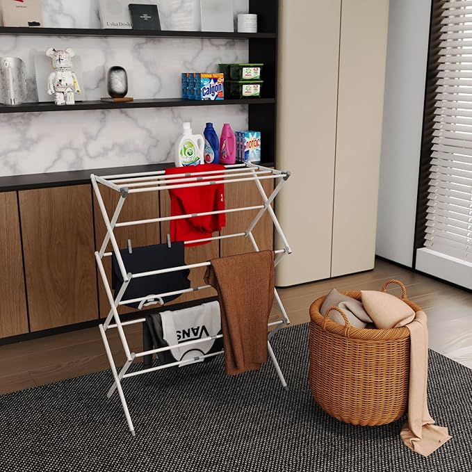 Drying Rack for Laundry, Foldable Clothes Drying Rack, Small Collapsible Dry Rack for Clothes, Use for Indoor & Outdoor Drying Clothes, 40"x29"x14.5"(White) - Bloomnest