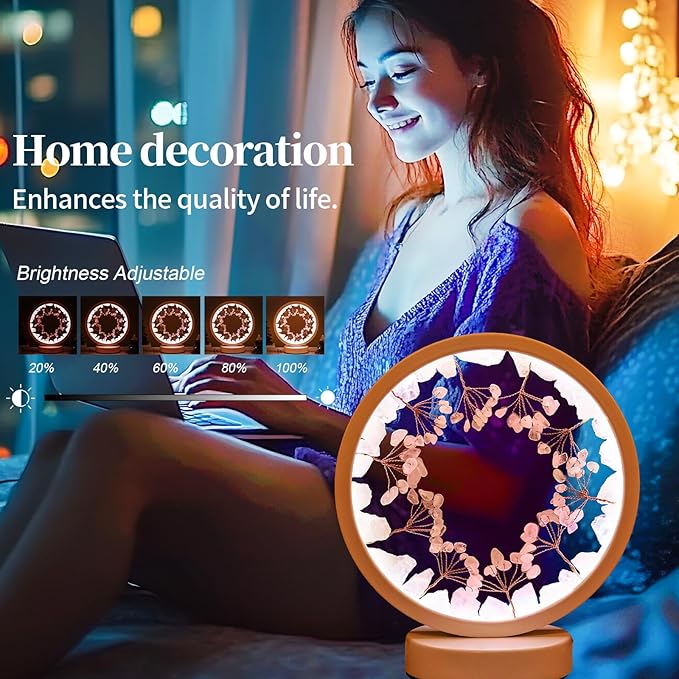 Runyangshi Crystal Night Lamp Natural Rose Quartz Crystals Small Tree Bedside Ambient Lamp USB Port 3 Colours Adjustable Lamp Suitable Night Light for Living Room Bedroom Office Home Decor Gift - Bloomnest