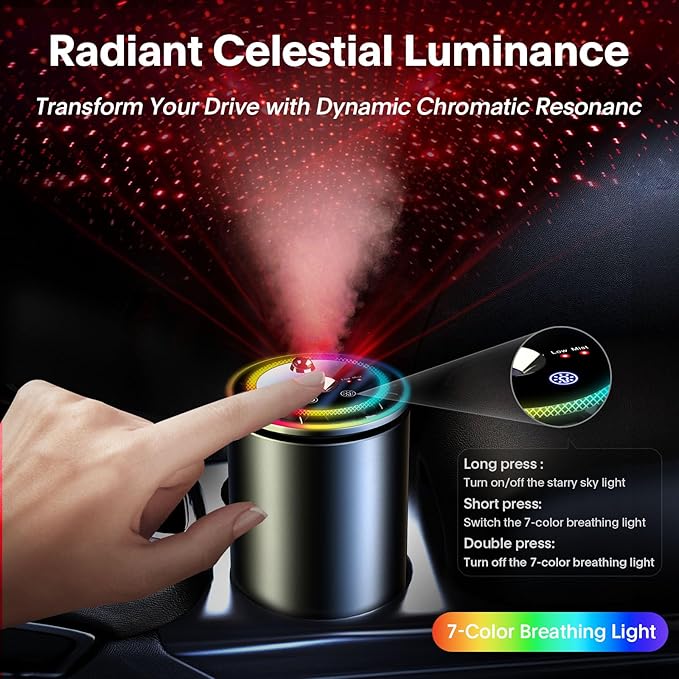 2025 Upgraded Smart Car Air Fresheners Diffuser with Starry Sky Projection Adjustable Scent, Essential Oil Diffusers for Automatic On/Off Automatic Aroma Diffuser with 50ml Car Perfume- Ocean - Bloomnest