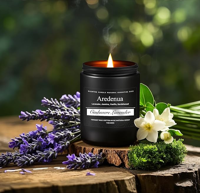 Cashmere Lavender Candle - Soy Candles for Home Scented, Relaxing Aromatherapy Candle for Women Men - 7oz Long Lasting Candles Gift for Women & Men, 50 Hours Burn Tim - Bloomnest