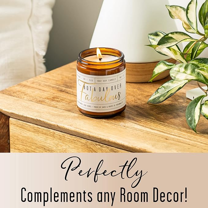 Birthday Gifts for Women Friendship -'Not a Day Over Fabulous' Soy Candle, w/Champagne on Ice I 40th 50th 60th 70th Happy Birthday Gifts for Mom, Grandma, Sister, Coworker, Aunt, Wife I Made in USA - Bloomnest