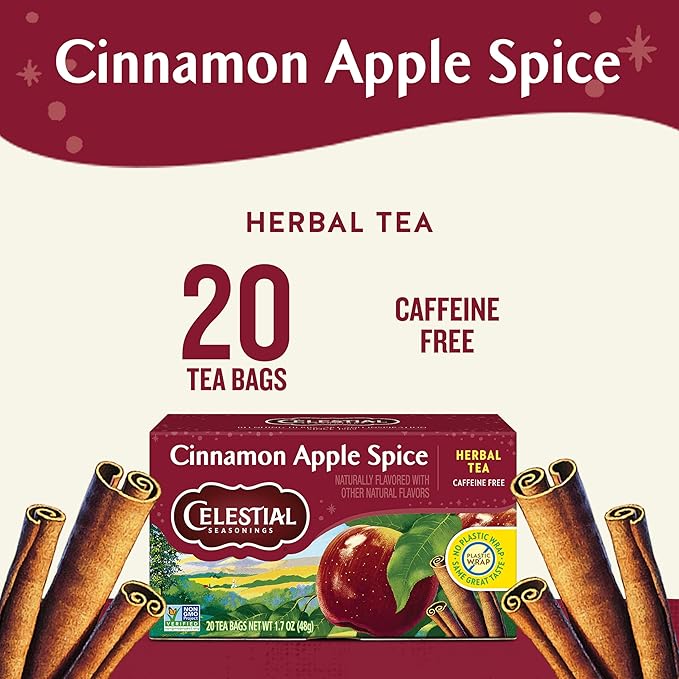 Celestial Seasonings Cinnamon Apple Spice Herbal Tea, Caffeine Free, 20 Tea Bags Box (Pack of 6) - Bloomnest