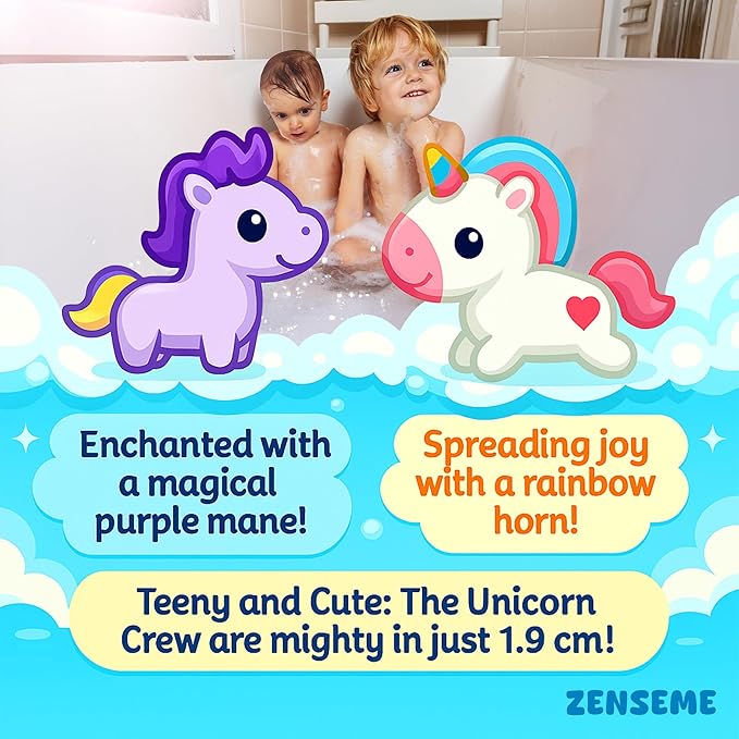 Kids Bath Bombs Powder with Mini Unicorn Inside – Bubble Bath for Kids – Bathtime Experiment Kit Mix - Blast of Foam & Colour Surprise – Gift Set of 4 - Bloomnest