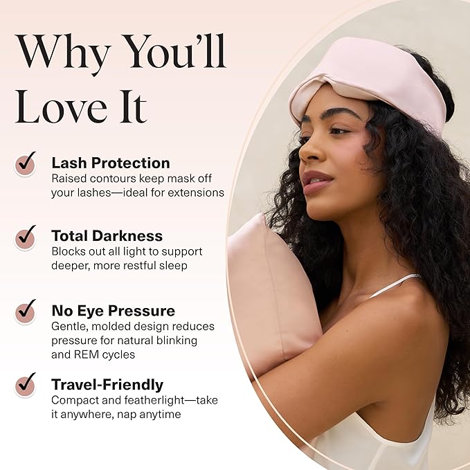 Kitsch Contour Pillow Eye Mask – Softer Than Silk Eye Mask for Sleeping, Blindfold Sleep Masks for Women & Men, No Eye Pressure, Lightweight, Eye Care, Travel Essentials - Blush - Bloomnest