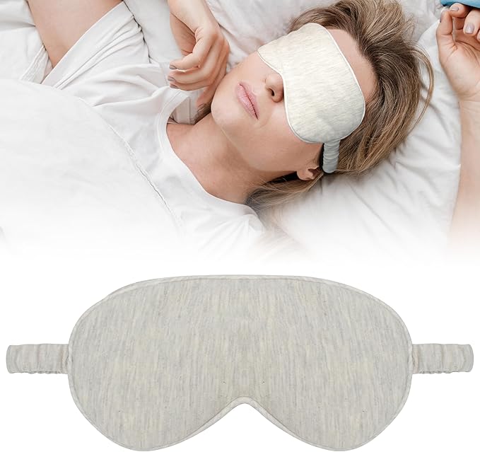Cotton Sleep Mask for Women Men, Sleeping Eye Masks, Comfortable Soft Adjustable Elastic Eyes Covers for Nighttime Traveling Gift, Lightweight Breathable Core Blackout Cover with Strap, Pure Beige - Bloomnest