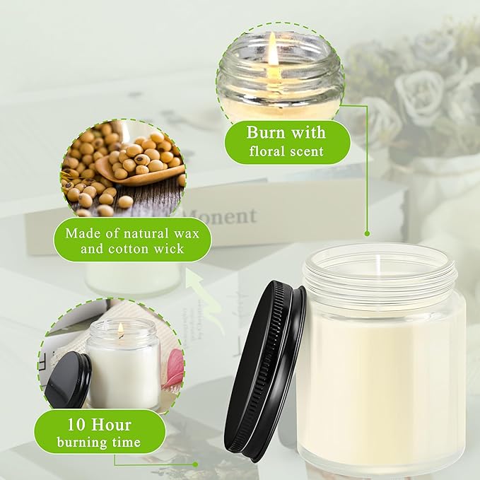 ACITHGL 36 Pcs 4oz Mini Mason Jar Candles Small Scented Candles Bulk Aromatherapy Ideal Souvenir Favors for Wedding Birthday Party (Sage, Mint, Citronella, Black) - Bloomnest