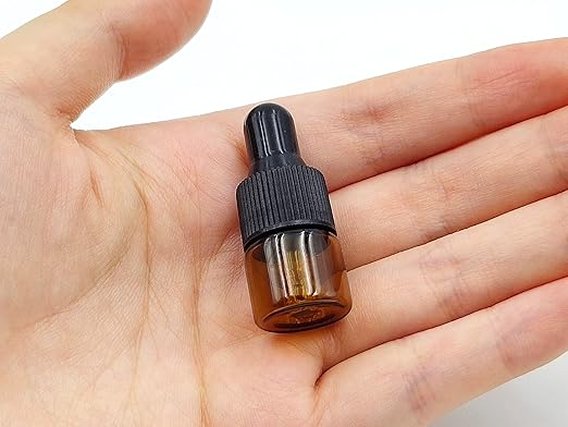 15Packs 1ml Tiny Amber Glass Mini Dropper Bottles for Essential Oils, Cosmetics, and Liquid Small Empty Travel Sample Vials with Dropper and Black Caps YYNGJCK